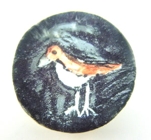 Miniature Picasso inspired ceramic plate - bird on black