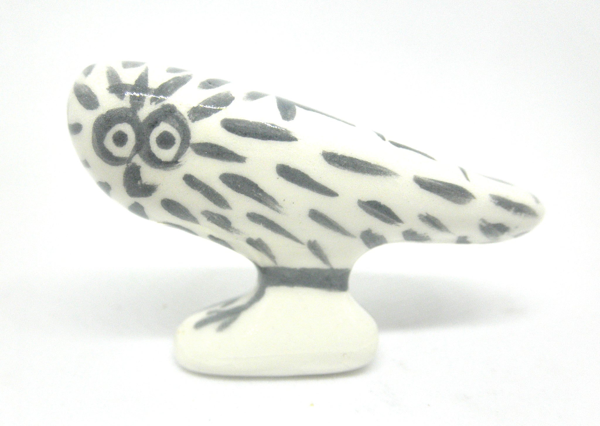 Miniature Picasso inspired ceramic sculpture - owl D