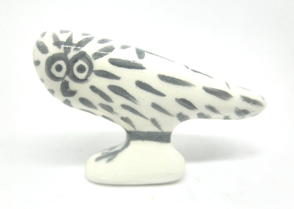 Miniature Picasso inspired ceramic sculpture - owl D