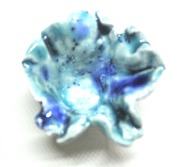 Miniature artist ceramic free form bowl - green and blue