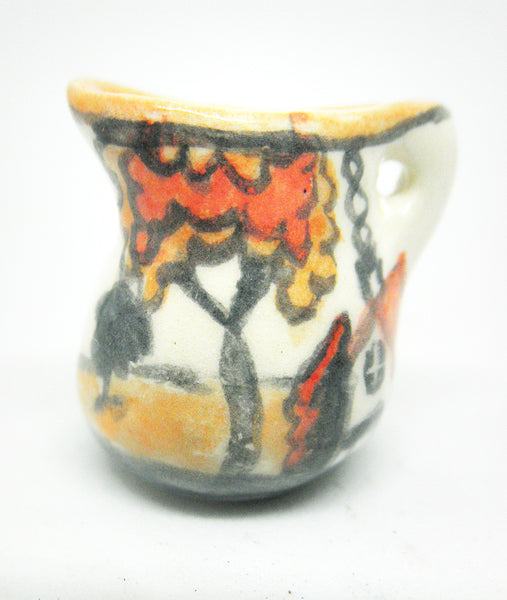 Miniature Clarisse Cliff inspired ceramic round Pitcher