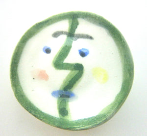 Miniature Picasso inspired small ceramic plate - face with green nose