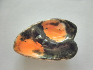 Miniature mid-century wide ashtray - orange and brown