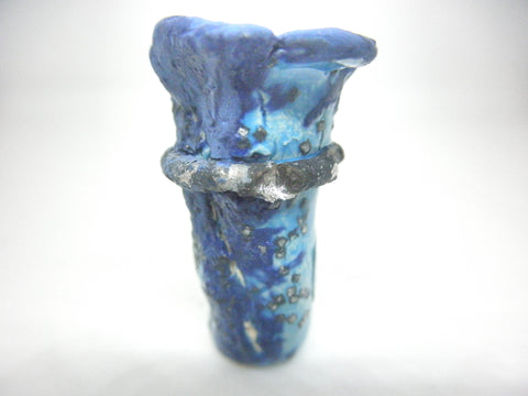 Miniature ceramic artistic vase deep blue