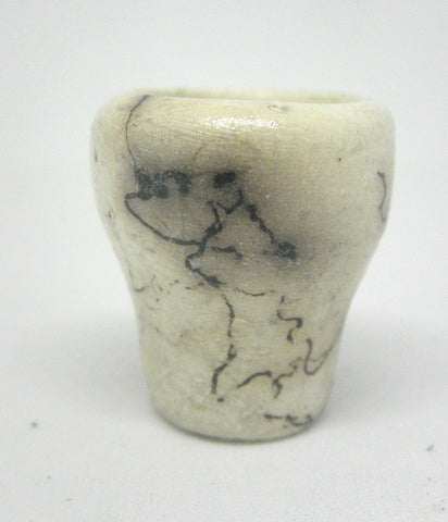 Miniature ceramic vase with hair decoration. #G