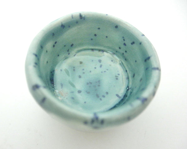 Miniature ceramic wide planter #4- Speckled green