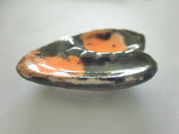 Miniature mid-century wide ashtray - orange and brown