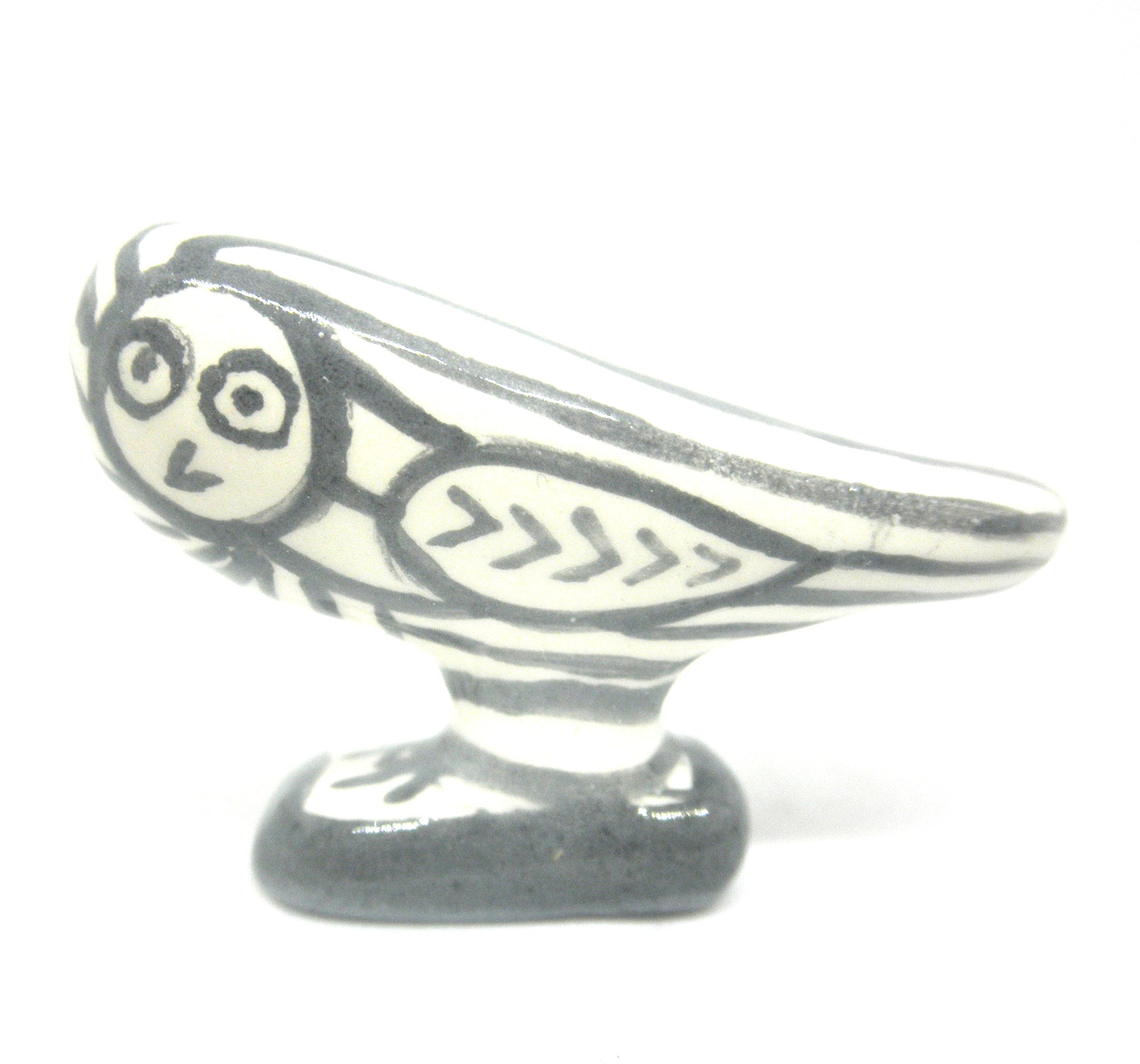 Miniature Picasso inspired ceramic sculpture - owl E
