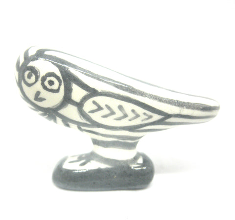 Miniature Picasso inspired ceramic sculpture - owl E