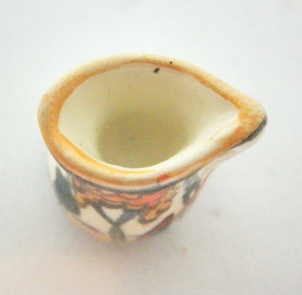Miniature Clarisse Cliff inspired ceramic round Pitcher