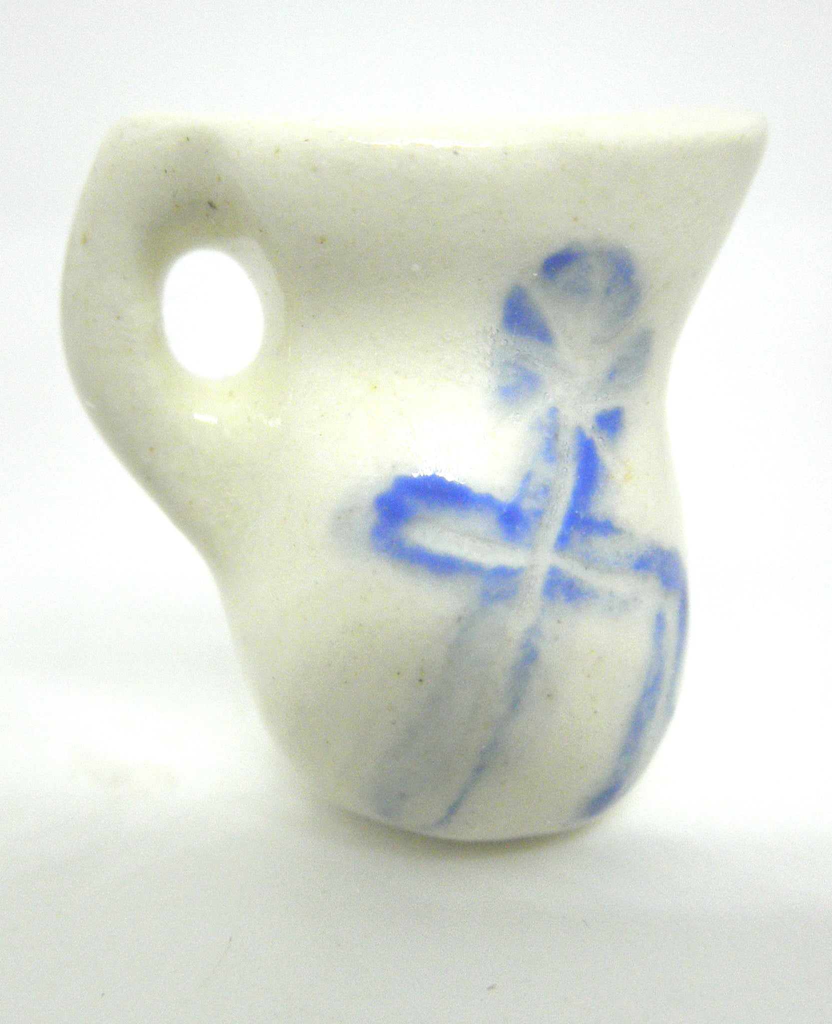 Miniature Picasso inspired pitcher - scrafitto blue