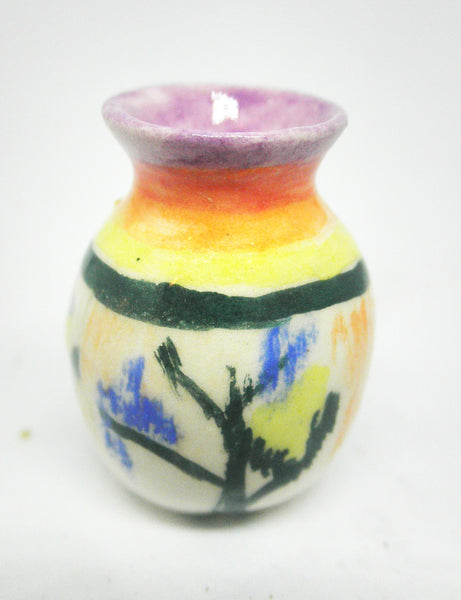 Miniature Clarisse Cliff inspired ceramic round vase