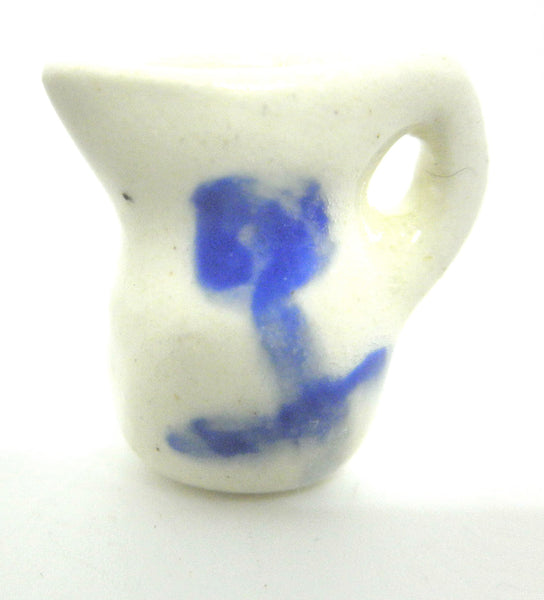 Miniature Picasso inspired pitcher - scrafitto blue