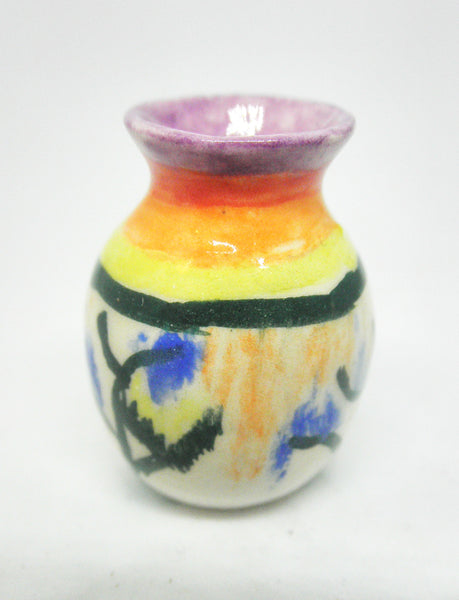 Miniature Clarisse Cliff inspired ceramic round vase