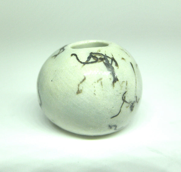 Miniature ceramic vase with hair decoration on celadon - B
