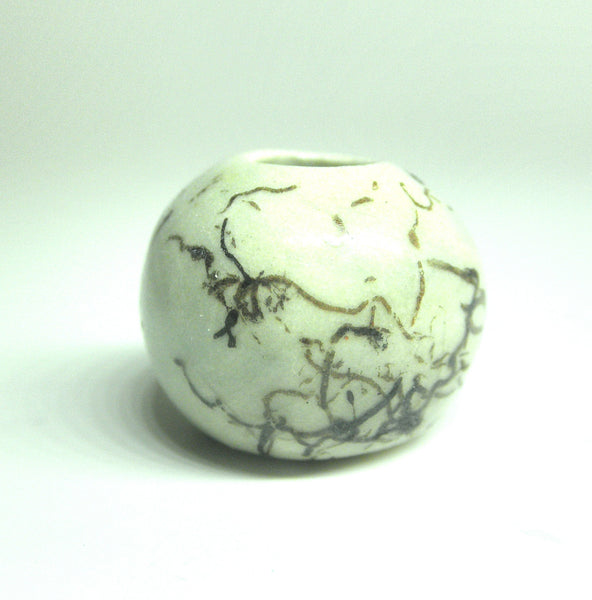 Miniature ceramic vase with hair decoration on celadon - B