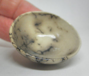 Miniature ceramic bowl with hair decoration. #A