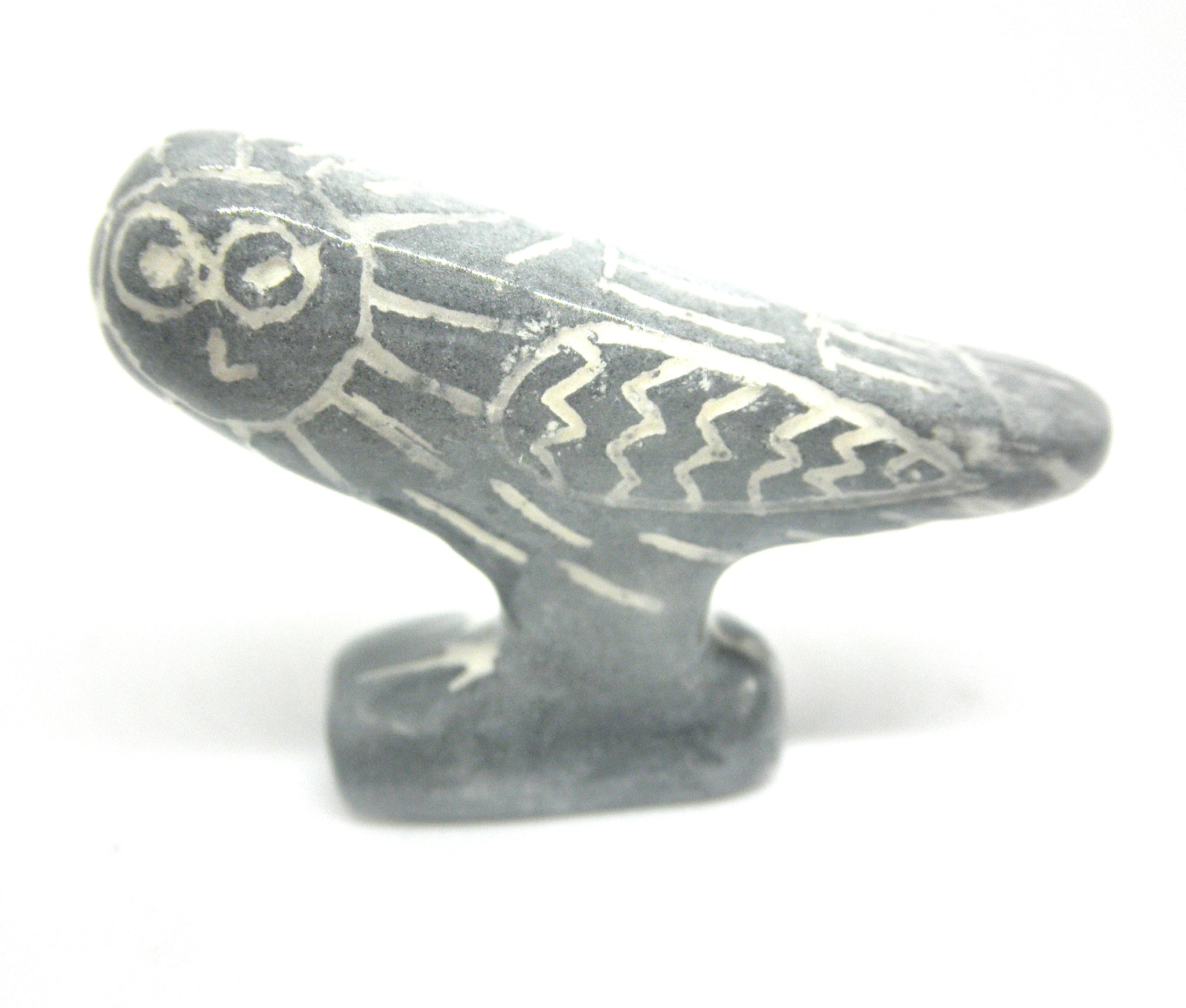 Miniature Picasso inspired ceramic sculpture - dark owl F