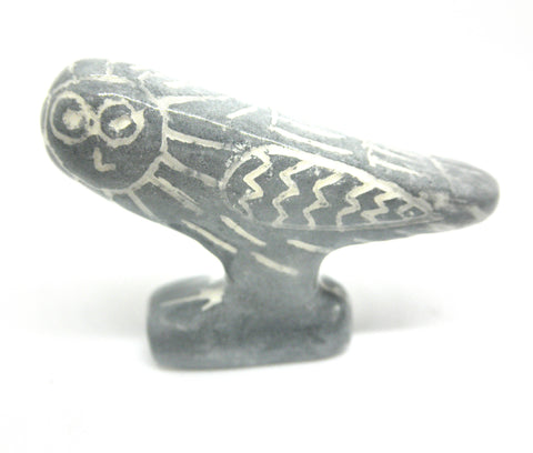 Miniature Picasso inspired ceramic sculpture - dark owl F