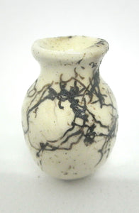 Miniature ceramic vase with hair decoration. #B