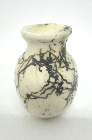 Miniature ceramic vase with hair decoration. #B