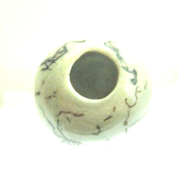 Miniature ceramic vase with hair decoration on celadon - B