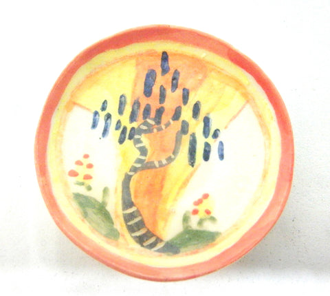 Miniature Clarisse Cliff inspired ceramic plate -  1 tree