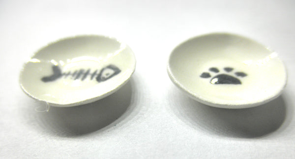 Miniature ceramic pet dish set
