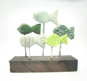 Miniature beach decor fish sculpture light green