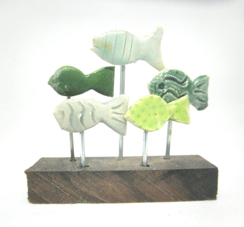 Miniature beach decor fish sculpture light green