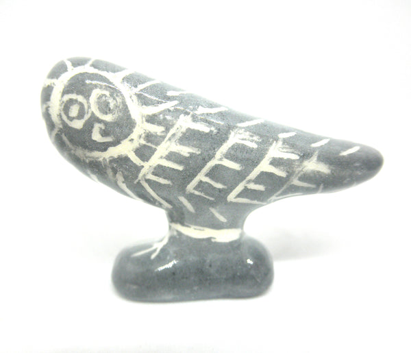 Miniature Picasso inspired ceramic sculpture - dark owl G