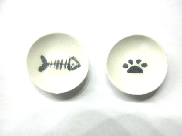 Miniature ceramic pet dish set
