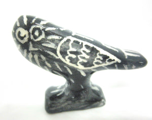 Miniature Picasso inspired ceramic sculpture -  dark owl #A