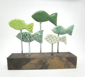 Miniature beach decor fish sculpture light green #2