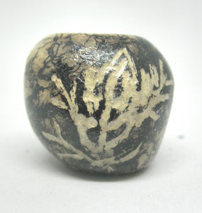 Miniature ceramic vase with hair decoration. #H