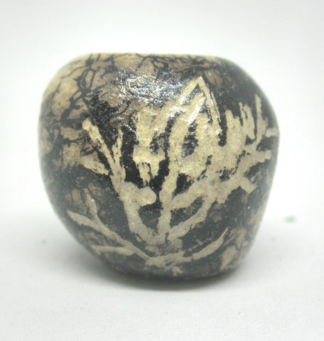 Miniature ceramic vase with hair decoration. #H