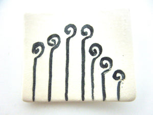 Dollhouse Miniature Black and white ceramic dish - square with fern fonts