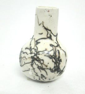 Miniature ceramic vase with hair decoration. #B