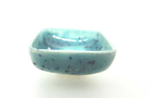 Miniature ceramic square bowl- speckled green