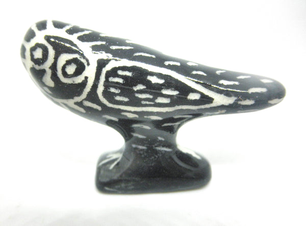 Miniature Picasso inspired ceramic sculpture -  dark owl #B