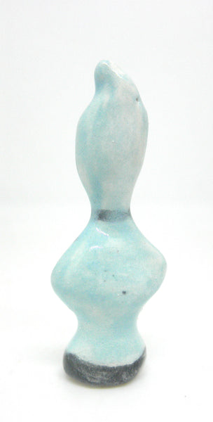 Miniature ceramic sculpture - modern stylized woman in blue