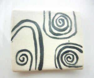 Dollhouse Miniature modern ceramic dish - square black and white