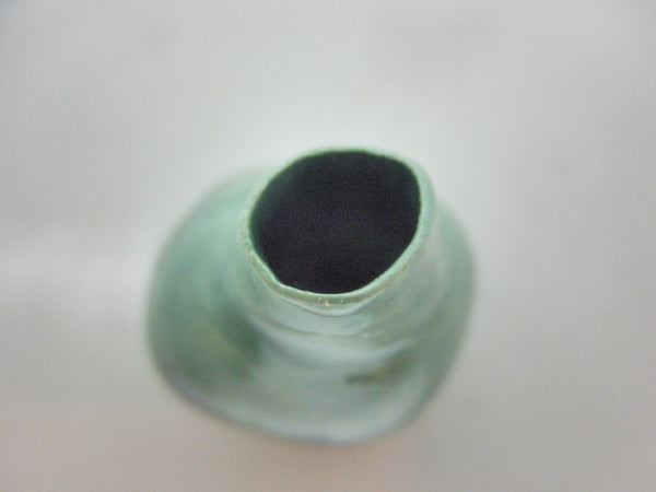 Miniature ceramic vase - gourd shape green and black