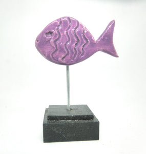 Miniature beach decor purple fish sculpture