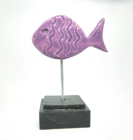 Miniature beach decor purple fish sculpture