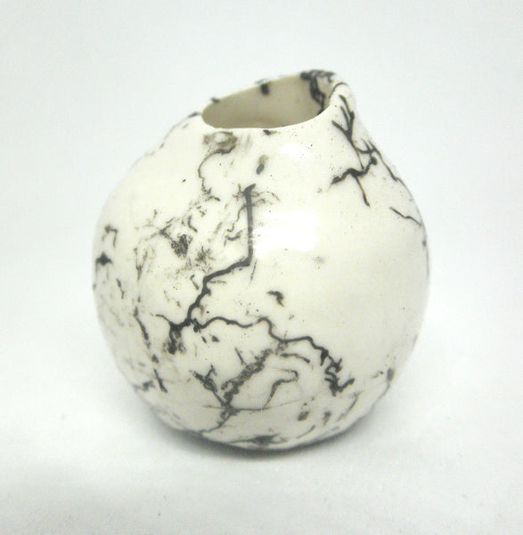 Dollhouse Miniature ceramic gourd shaped vase with hair decoration-B