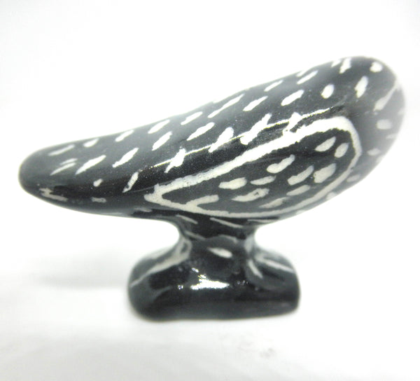 Miniature Picasso inspired ceramic sculpture -  dark owl #B