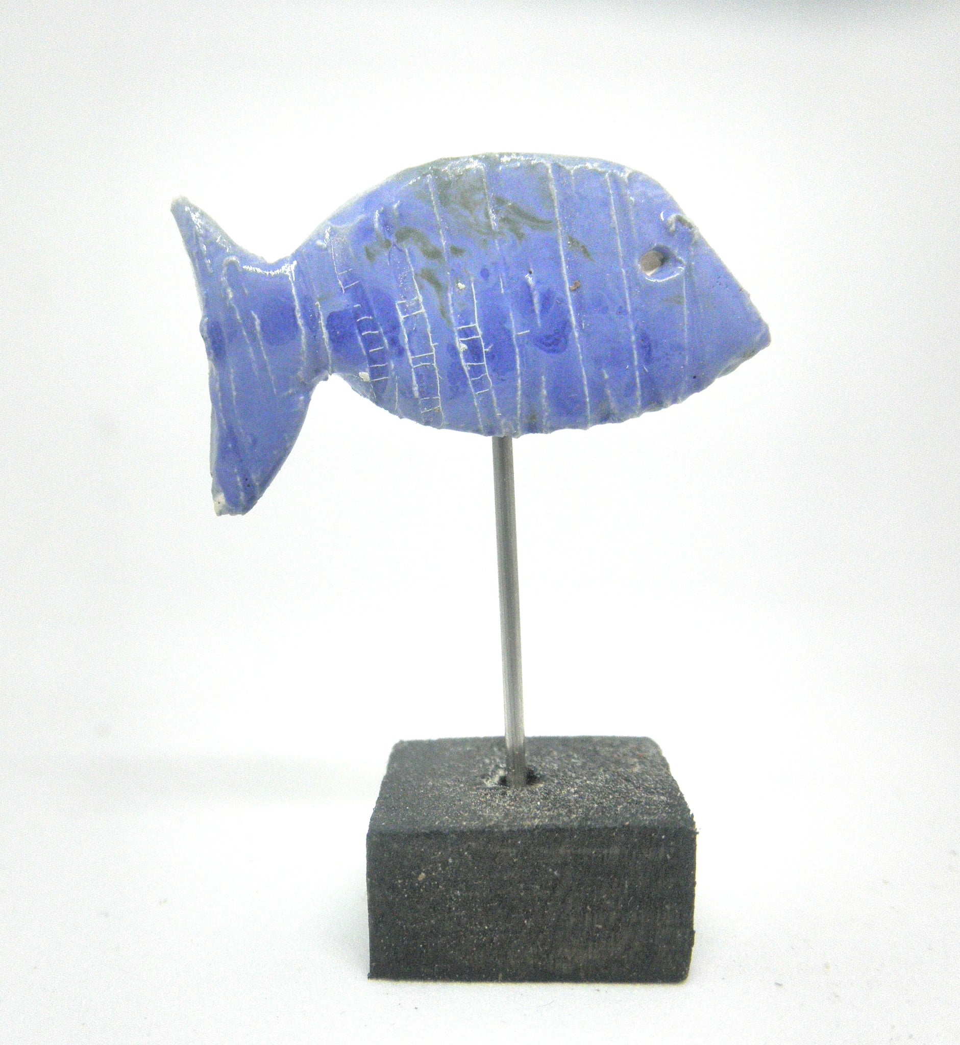 Miniature beach decor blue fish sculpture