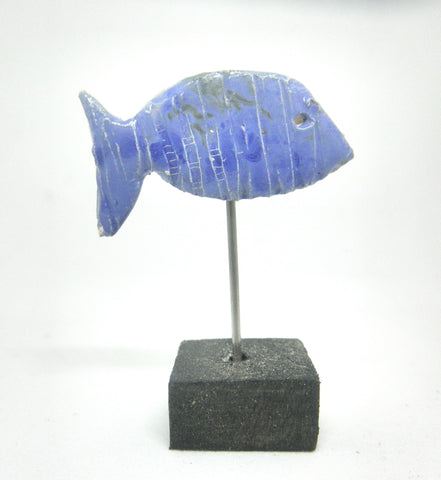 Miniature beach decor blue fish sculpture