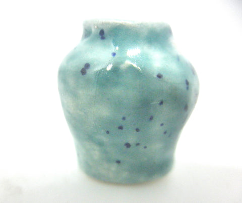 Miniature ceramic vase speckled green - wide